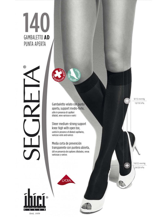 Mini media Segreta 140 Punta Aperta compresión graduada 18-22 mmHg = 15-20 mmHg