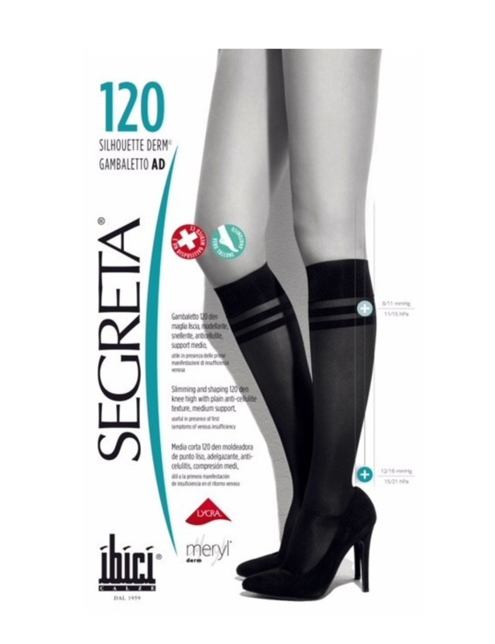 Gambaletti A Compressione Silca Nady 70DEN: Taglia Unica A Rete, Compressione Media 12/14mmHg